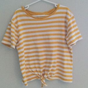 Yellow and White FOREVER 21 girls T-shirt